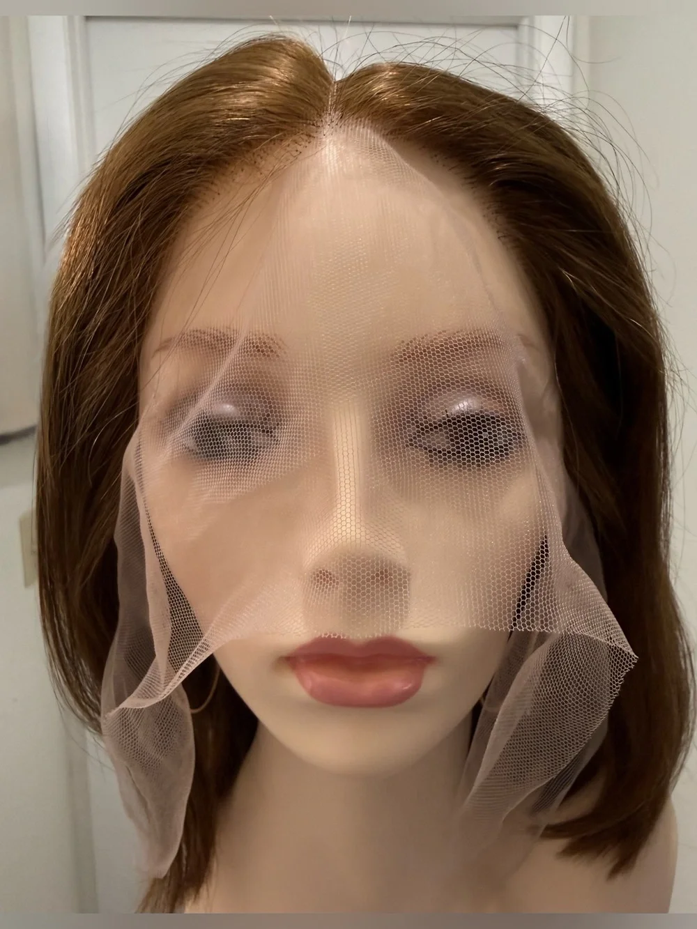 💯% 13” HUMAN Hair, Lace around, Center Part, Bob Cut, Auburns